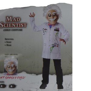 Boys Child MAD SCIENTIST Halloween Costume Size LARGE Googly eyes  MASK NWT